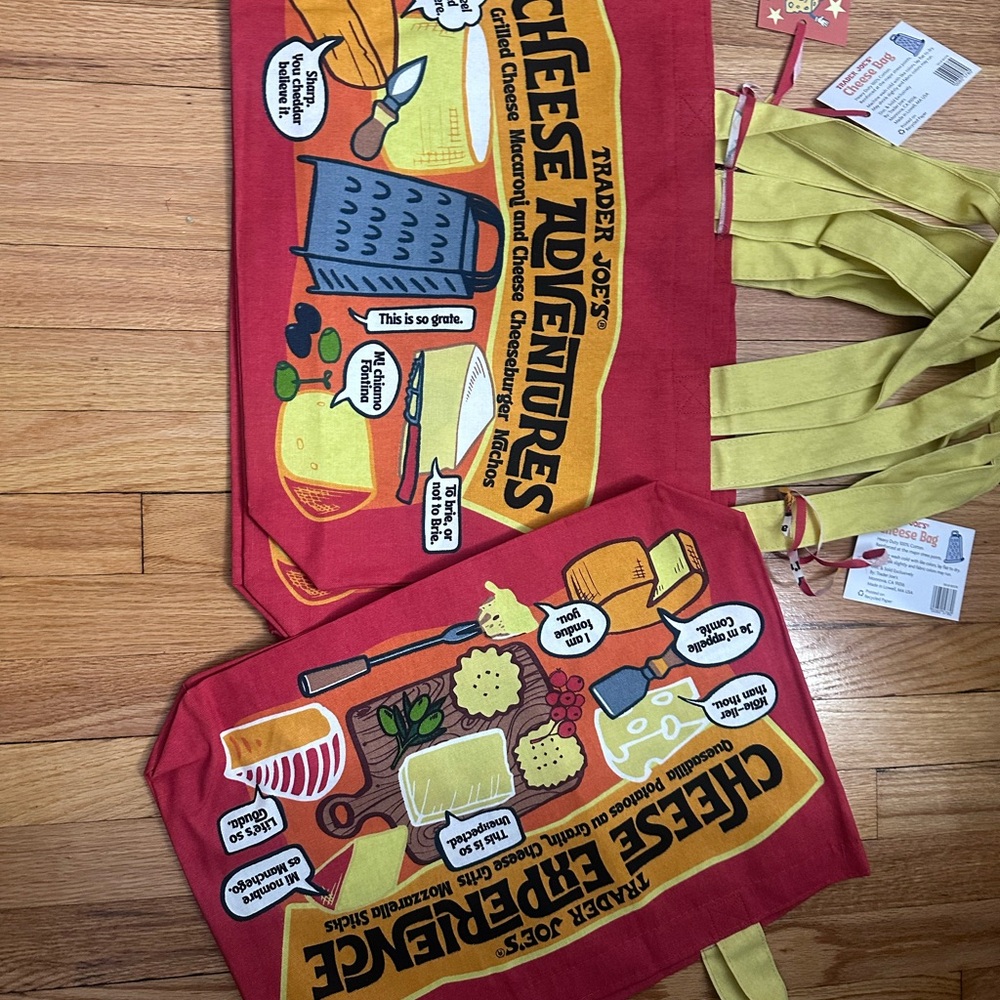 Set of 2 Trader Joe's Cheese Adventures Tote Bag NWT